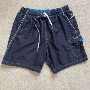 Speedo Men’s Swim Suit Trunks - size medium Blue Navy Black drawstring